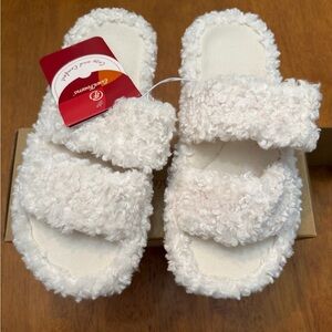Cozy White Fuzzy Slippers